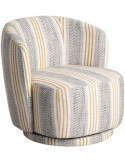 Fauteuil pivotant gris ocre tissu rayé 75x74x65 cm Zanero