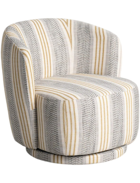 Fauteuil pivotant gris ocre tissu rayé 75x74x65 cm Zanero Ixia - 1