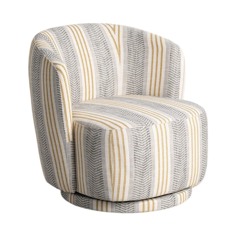 Fauteuil pivotant gris ocre tissu rayé 75x74x65 cm Zanero Ixia - 1