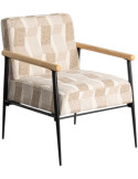 Fauteuil de salon beige imprimé bois métal 64,5x76x81 cm Urbelo