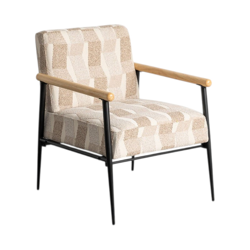 Fauteuil de salon beige imprimé bois métal 64,5x76x81 cm Urbelo Ixia - 1
