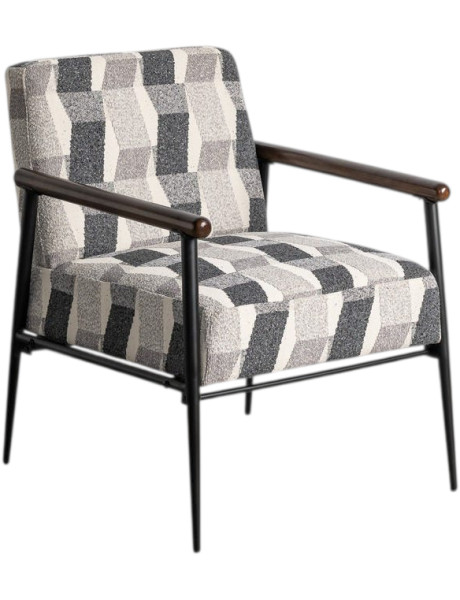 Fauteuil de salon gris imprimé bois métal 64,5x76x81 cm Urbelo Ixia - 1
