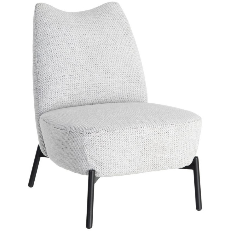 Fauteuil blanc chiné sans accoudoirs pieds métal 61x77x82 cm Ambrio Ixia - 1