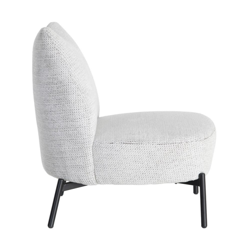 Fauteuil blanc chiné sans accoudoirs pieds métal 61x77x82 cm Ambrio Ixia - 4