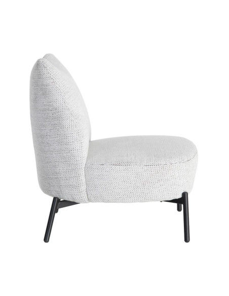 Fauteuil blanc chiné sans accoudoirs pieds métal 61x77x82 cm Ambrio Ixia - 4
