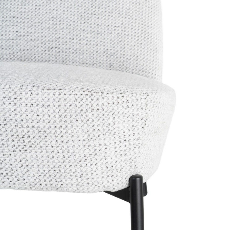Fauteuil blanc chiné sans accoudoirs pieds métal 61x77x82 cm Ambrio Ixia - 5
