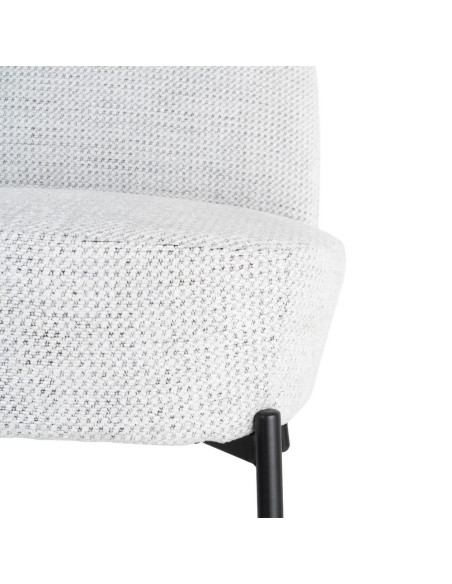 Fauteuil blanc chiné sans accoudoirs pieds métal 61x77x82 cm Ambrio Ixia - 5