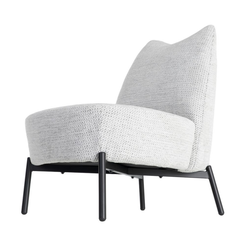 Fauteuil blanc chiné sans accoudoirs pieds métal 61x77x82 cm Ambrio Ixia - 8