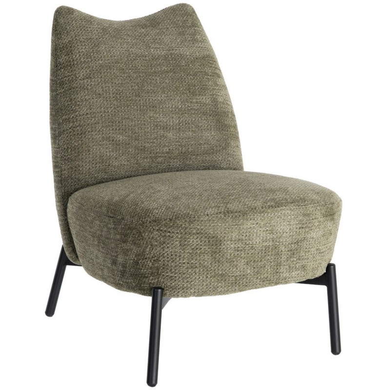 Fauteuil vert kaki sans accoudoirs pieds métal 61x77x82 cm Ambrio Ixia - 1