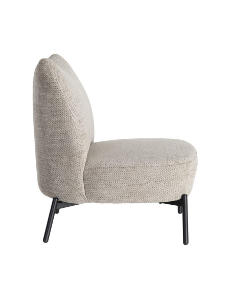 Fauteuil crème chiné sans accoudoirs pieds métal 61x77x82 cm Ambrio Ixia - 4
