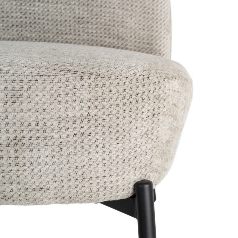 Fauteuil crème chiné sans accoudoirs pieds métal 61x77x82 cm Ambrio Ixia - 5