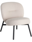 Fauteuil crème tissu pieds métal 59x78x73 cm Galeno