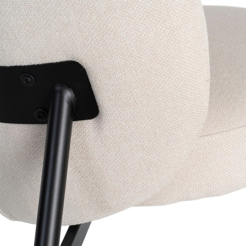 Fauteuil crème tissu pieds métal 59x78x73 cm Galeno Ixia - 3