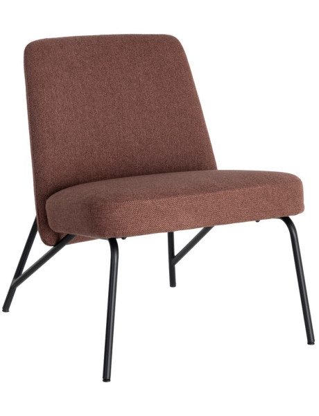 Fauteuil lounge terracotta tissu métal noir 62x70,5x76 cm Fayro  - 1