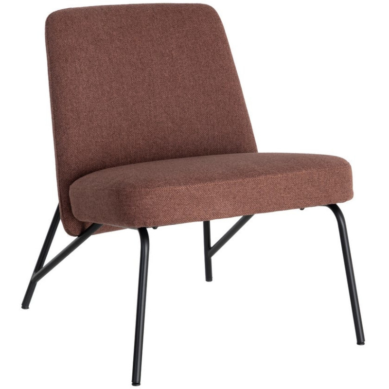 Fauteuil lounge terracotta tissu métal noir 62x70,5x76 cm Fayro  - 1
