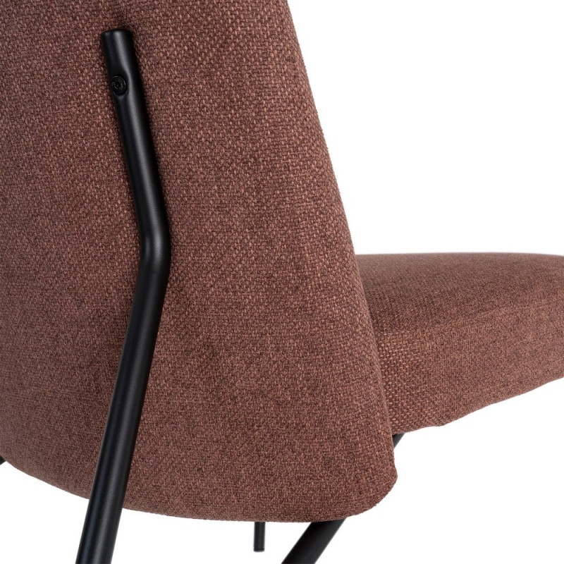 Fauteuil lounge terracotta tissu métal noir 62x70,5x76 cm Fayro  - 3