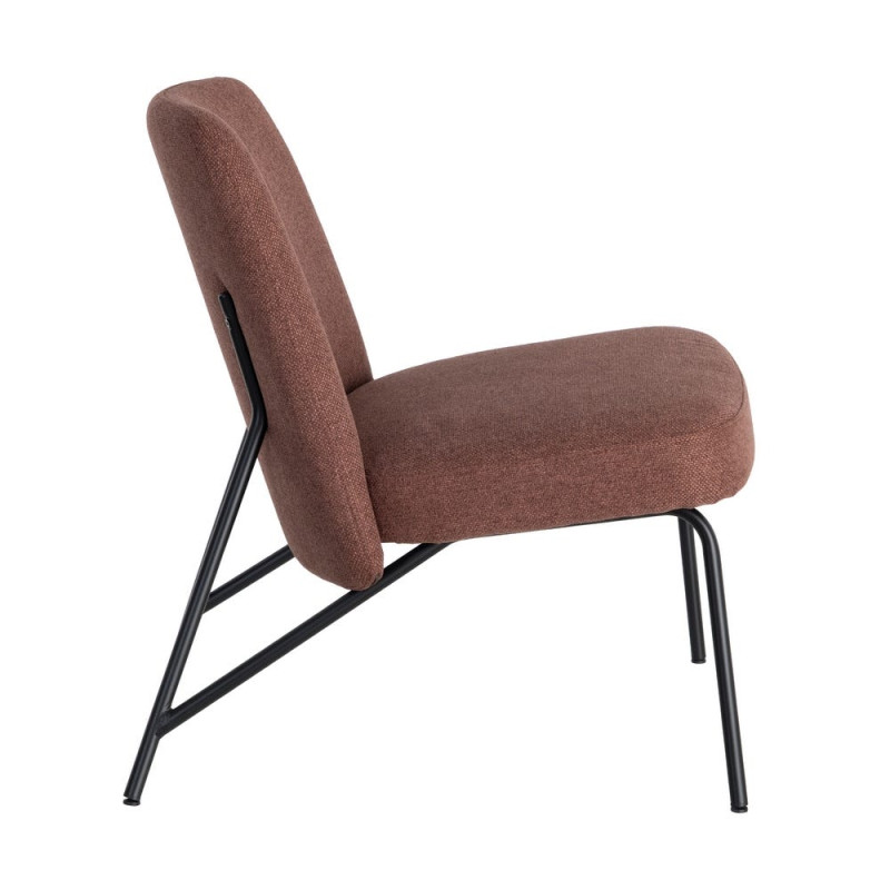 Fauteuil lounge terracotta tissu métal noir 62x70,5x76 cm Fayro  - 5