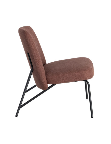 Fauteuil lounge terracotta tissu métal noir 62x70,5x76 cm Fayro  - 5