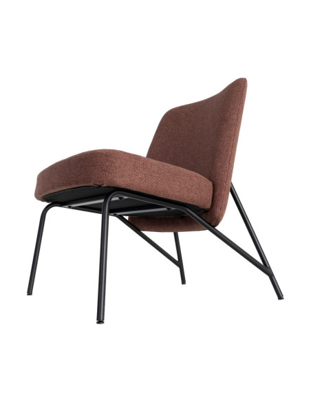Fauteuil lounge terracotta tissu métal noir 62x70,5x76 cm Fayro  - 9