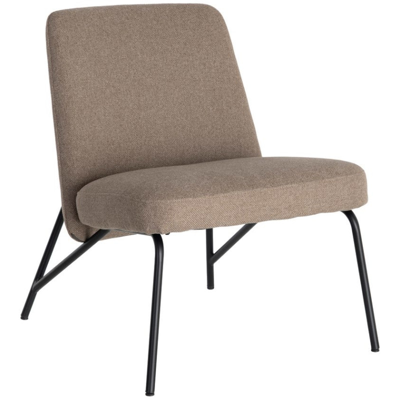 Fauteuil lounge kaki grège tissu métal noir 62x70,5x76 cm Fayro Ixia - 1