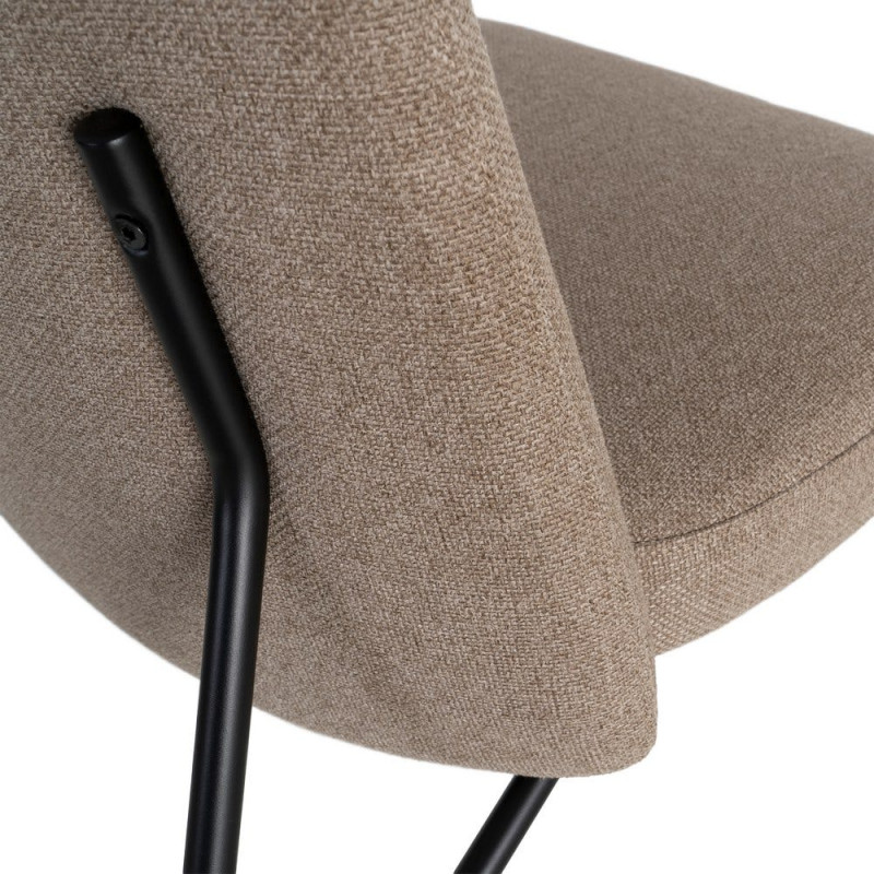 Fauteuil lounge kaki grège tissu métal noir 62x70,5x76 cm Fayro Ixia - 3