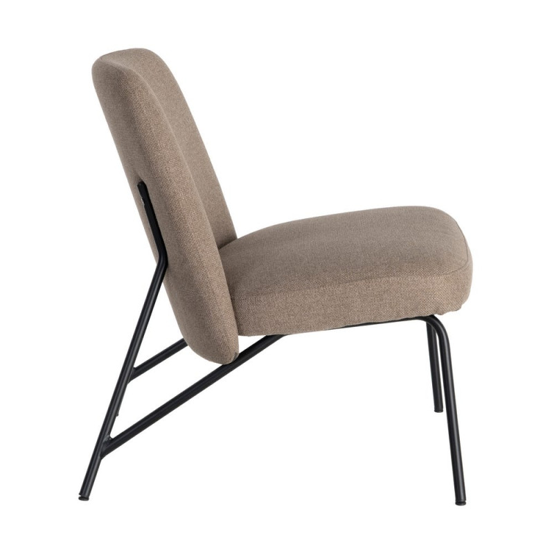 Fauteuil lounge kaki grège tissu métal noir 62x70,5x76 cm Fayro Ixia - 5