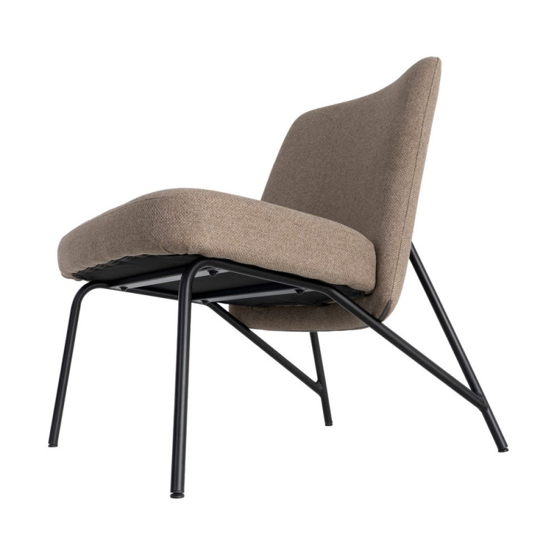 Fauteuil lounge kaki grège tissu métal noir 62x70,5x76 cm Fayro Ixia - 9