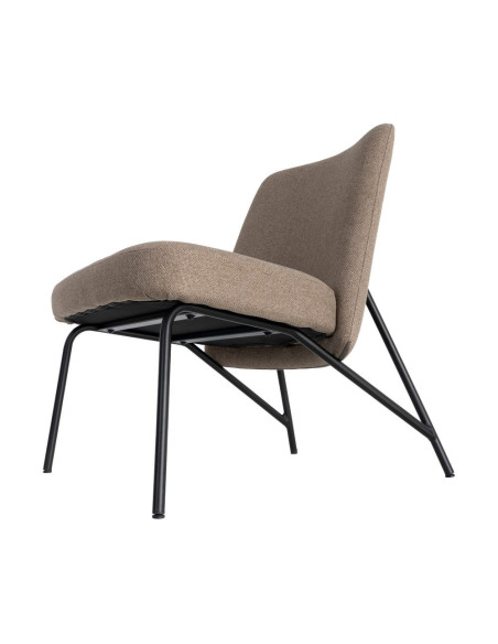 Fauteuil lounge kaki grège tissu métal noir 62x70,5x76 cm Fayro Ixia - 9