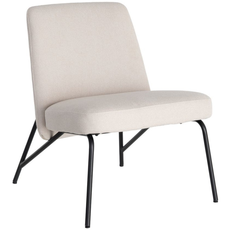 Fauteuil lounge crème tissu métal noir 62x70,5x76 cm Fayro Ixia - 1