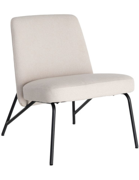 Fauteuil lounge crème tissu métal noir 62x70,5x76 cm Fayro Ixia - 1