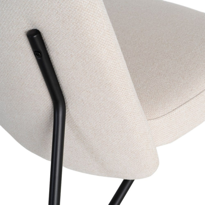 Fauteuil lounge crème tissu métal noir 62x70,5x76 cm Fayro Ixia - 2