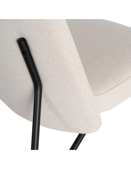 Fauteuil lounge crème tissu métal noir 62x70,5x76 cm Fayro Ixia - 2
