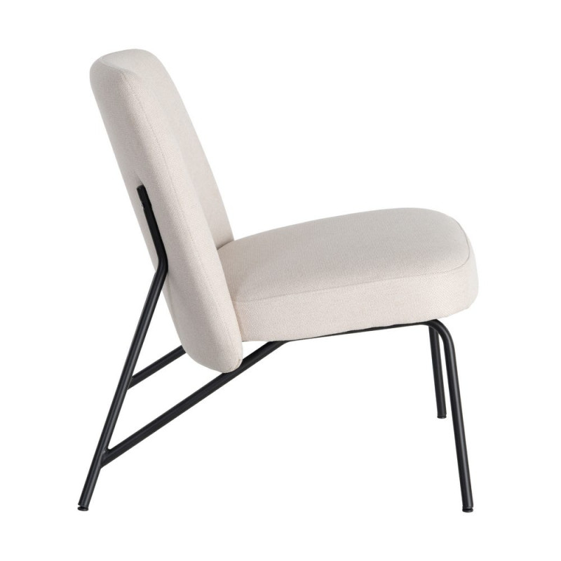 Fauteuil lounge crème tissu métal noir 62x70,5x76 cm Fayro Ixia - 5
