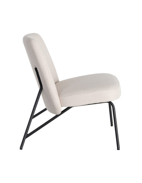 Fauteuil lounge crème tissu métal noir 62x70,5x76 cm Fayro Ixia - 5