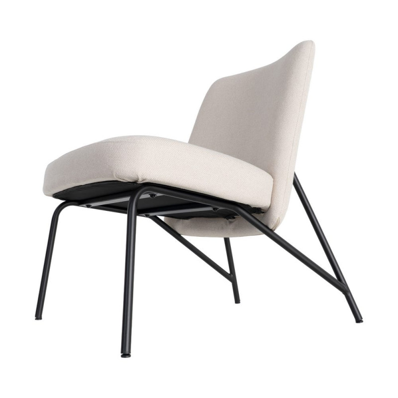Fauteuil lounge crème tissu métal noir 62x70,5x76 cm Fayro Ixia - 9