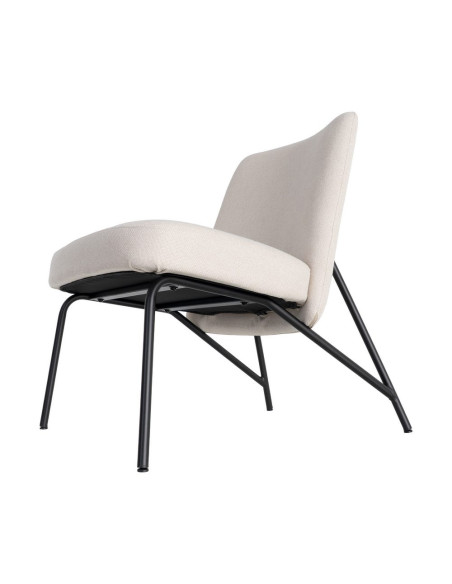 Fauteuil lounge crème tissu métal noir 62x70,5x76 cm Fayro Ixia - 9
