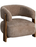 Fauteuil marron chocolat tissu et bois 73x76,5x69 cm Jorelo