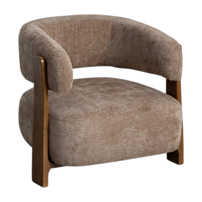 Fauteuil marron chocolat tissu et bois 73x76,5x69 cm Jorelo Ixia - 1