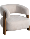 Fauteuil lounge beige tissu et bois 73x76,5x69 cm Jorelo
