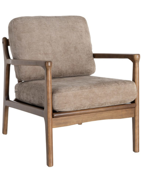 Fauteuil marron taupe tissu et bois 69x84x81 cm Pavelo Ixia - 1