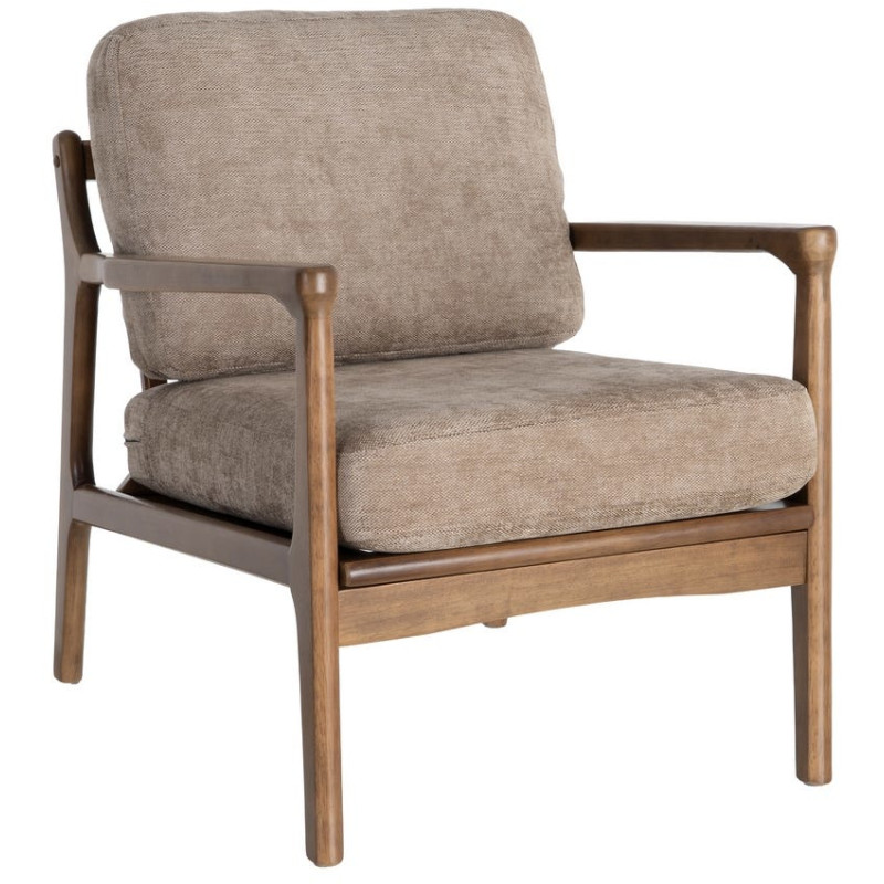 Fauteuil marron taupe tissu et bois 69x84x81 cm Pavelo Ixia - 1