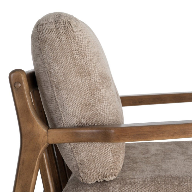 Fauteuil marron taupe tissu et bois 69x84x81 cm Pavelo Ixia - 2