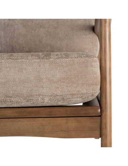 Fauteuil marron taupe tissu et bois 69x84x81 cm Pavelo Ixia - 5