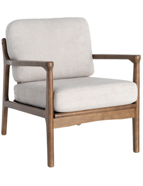 Fauteuil beige crème tissu et bois 69x84x81 cm Pavelo Ixia - 1