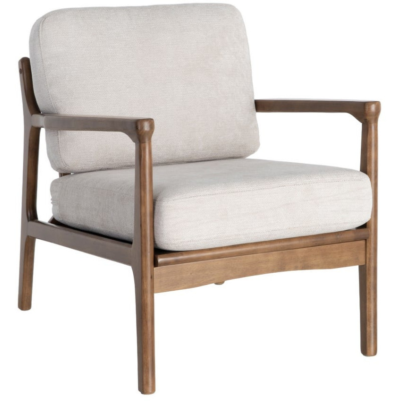 Fauteuil beige crème tissu et bois 69x84x81 cm Pavelo Ixia - 1