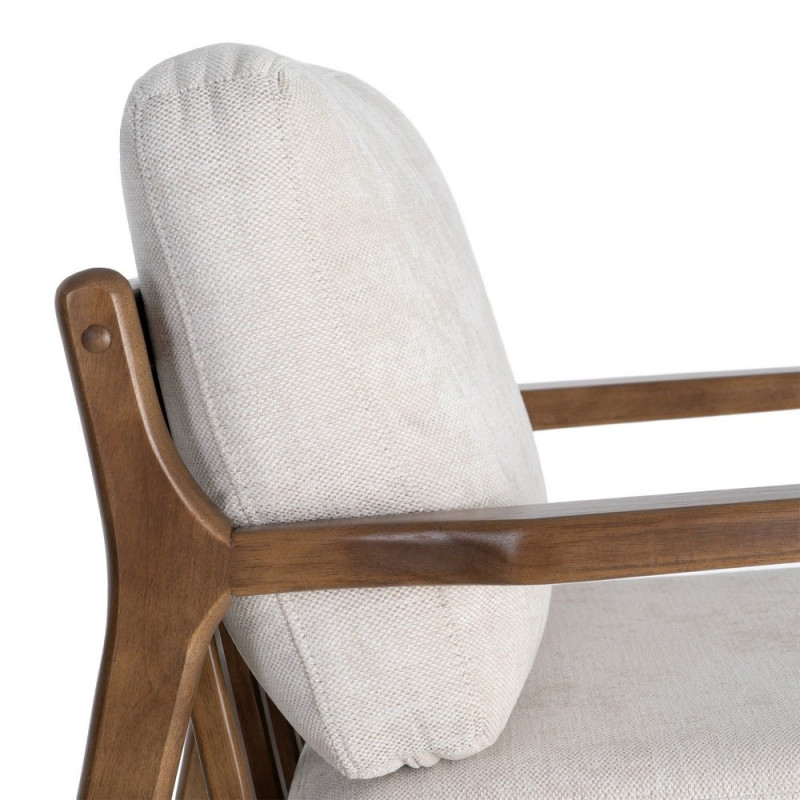 Fauteuil beige crème tissu et bois 69x84x81 cm Pavelo Ixia - 2
