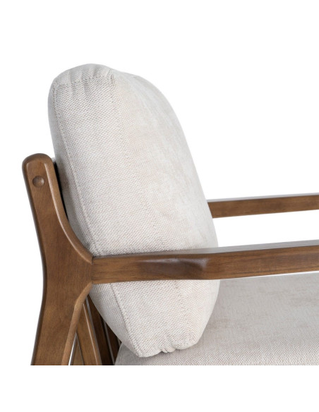 Fauteuil beige crème tissu et bois 69x84x81 cm Pavelo Ixia - 2