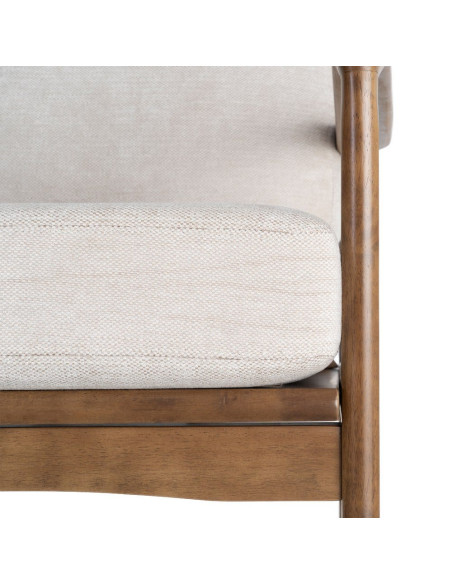Fauteuil beige crème tissu et bois 69x84x81 cm Pavelo Ixia - 5