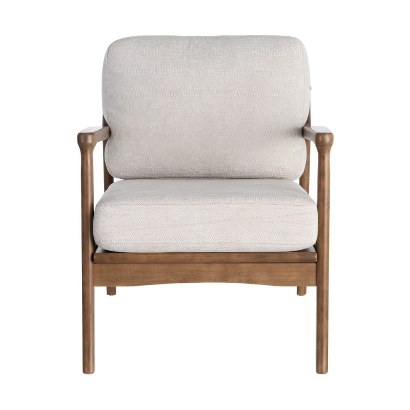 Fauteuil beige crème tissu et bois 69x84x81 cm Pavelo Ixia - 6