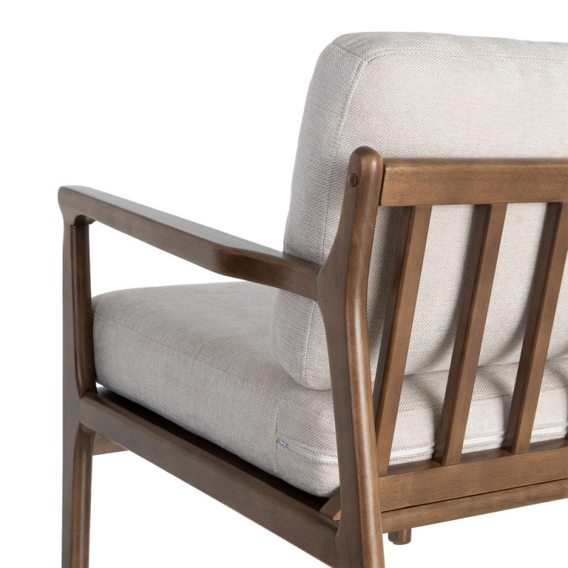 Fauteuil beige crème tissu et bois 69x84x81 cm Pavelo Ixia - 9
